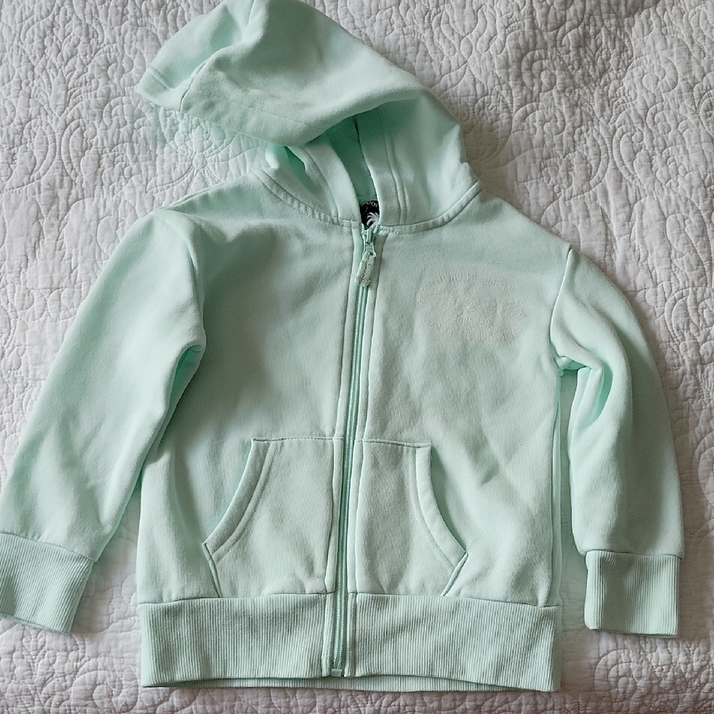 George Girls Mint Green Zip Up Hoodie- Size XS (4-5)